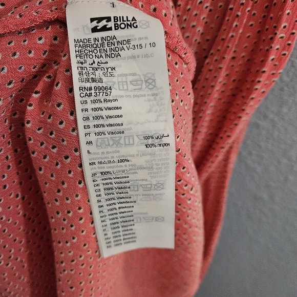 Billabong Vintage Sweet Edhes Button Down Midi Dress Size M Sleeveless - Picture 7 of 10